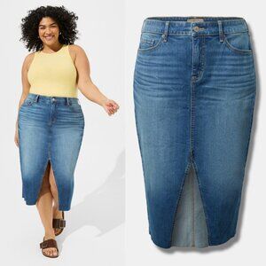 Torrid Maxi Denim Slit Front Skirt 18